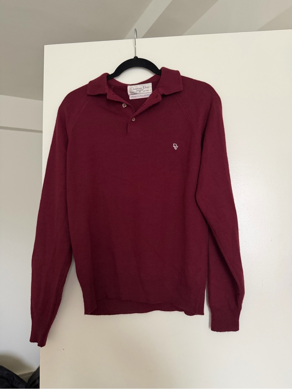 VTG Christian Dior Burgundy Polo Sweater